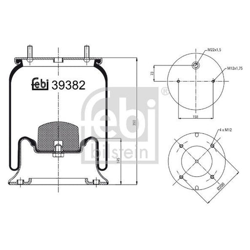 Febi Air Suspension Bellow 200mm 39382
