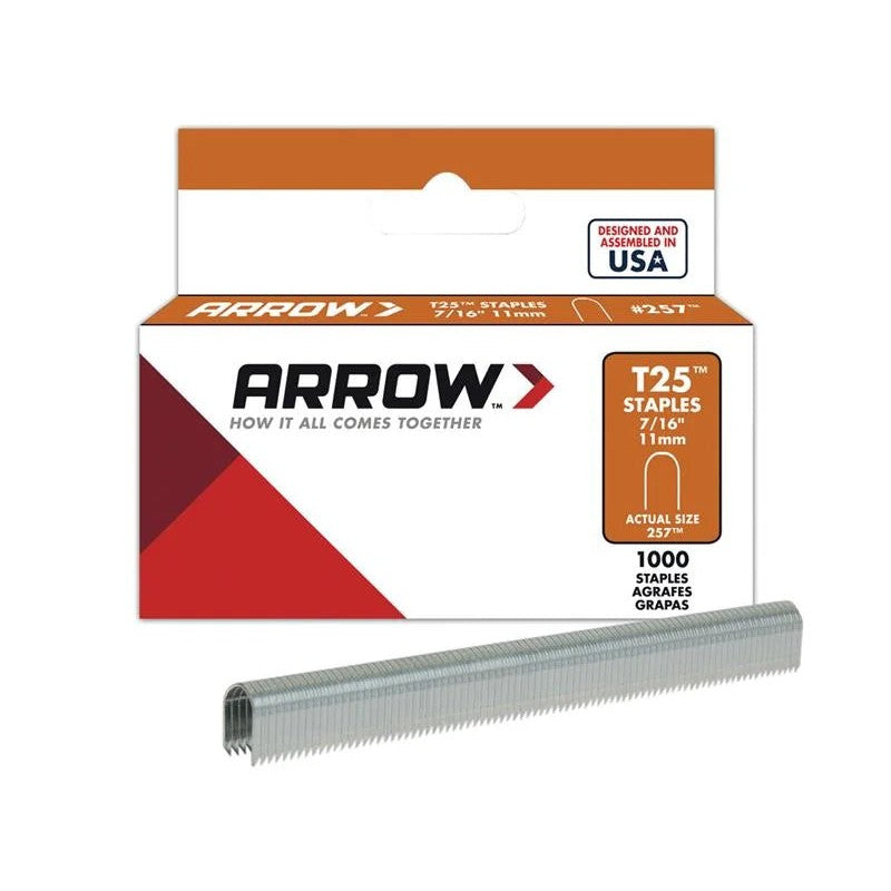 Arrow T25 Staples 11mm (7/16in) (Box 1000) - ARRT25716S