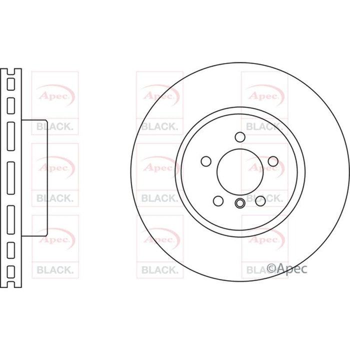 Apec Black Brake Disc Front Fits BMW 5 Series Apec  - Town Parts