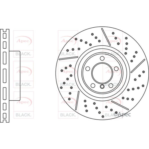 Apec Black Brake Disc Front Fits BMW 1 Series 2 3 4 Apec  - Town Parts