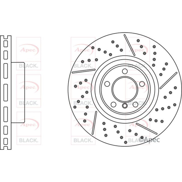 Apec Black Brake Disc Front Fits BMW 1 Series 2 3 4 Apec  - Town Parts