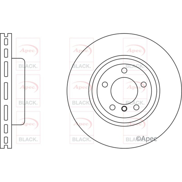 Apec Black Brake Disc Front Fits BMW 1 Series Apec  - Town Parts