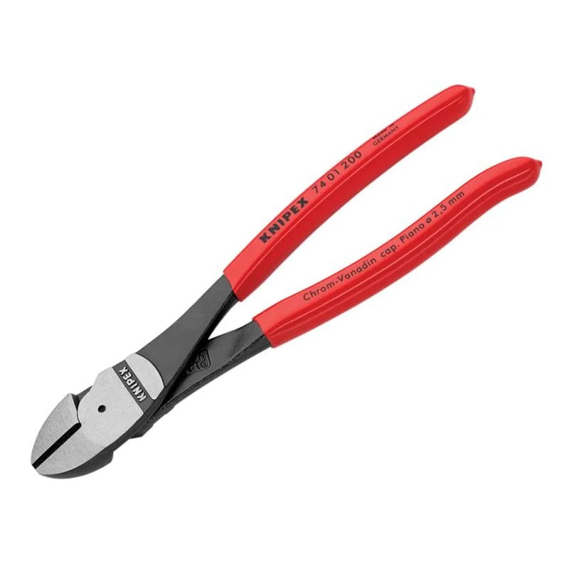 KNIPEX 74 01 200 High Leverage Diagonal Cutters Plastic Coated Grip 200mm