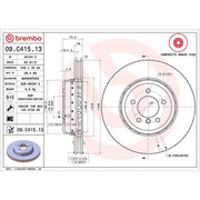 Brembo 2 x Aluminium Front Brake Disc Hub Brake Discs 09.C415.13