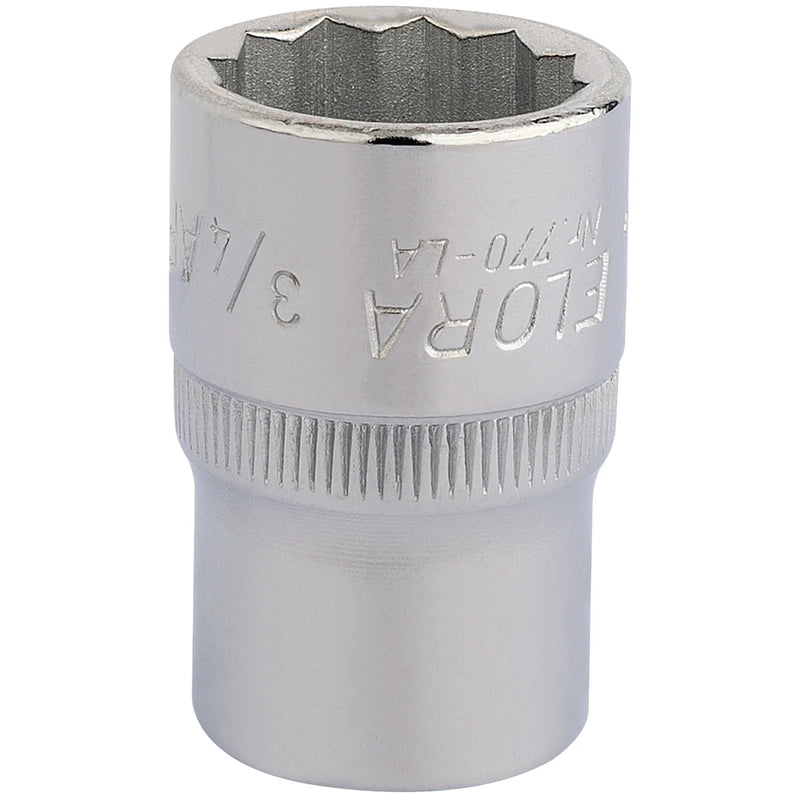 Elora Bi-Hexagon Socket 3/4" 1/2" Sq. Dr. Chrome Vanadium Steel