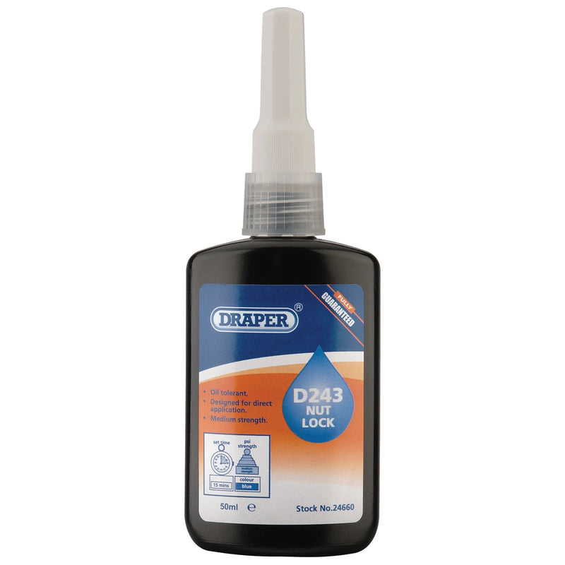 Draper Nut Lock D243 16Nm Medium Strength Oil Tolerant