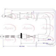 Apec Handbrake Cable Left Rear CAB1373
