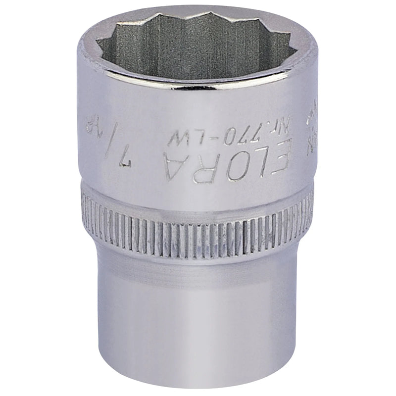 Elora Bi-Hexagon Socket 7/16" 1/2" Sq. Dr. Chrome Vanadium Steel