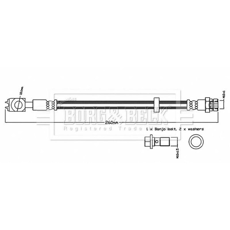 Borg & Beck Brake Hydraulic Hose Line Rear Left BBH8732