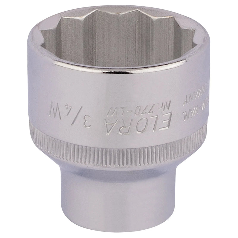 Elora Bi-Hexagon Socket 3/4" 1/2" Sq. Dr. Chrome Vanadium Steel