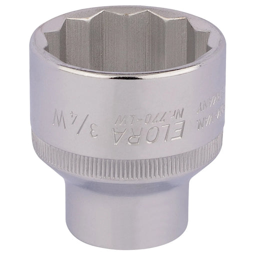 Elora Bi-Hexagon Socket 3/4" 1/2" Sq. Dr. Chrome Vanadium Steel
