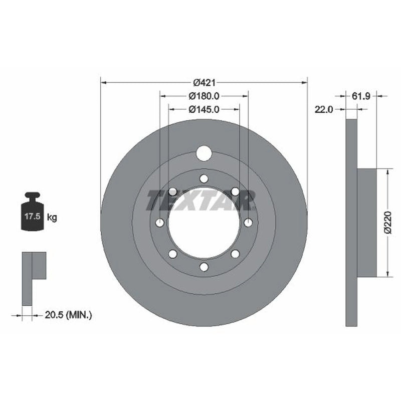 Textar 2 x Solid Rear Brake Discs 93028800