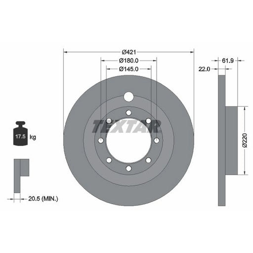 Textar 2 x Solid Rear Brake Discs 93028800