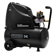 Draper Air Compressor 230V 24L 1.1kW/1.5hp Oil-Free