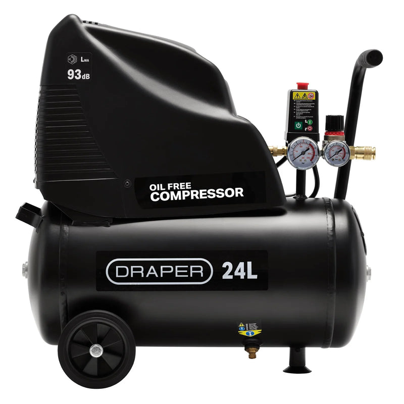 Draper Air Compressor 230V 24L 1.1kW/1.5hp Oil-Free