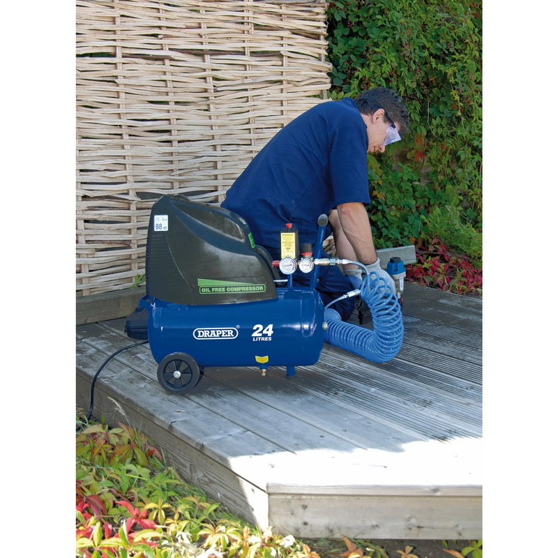 Draper Air Compressor 230V 24L 1.1kW/1.5hp Oil-Free