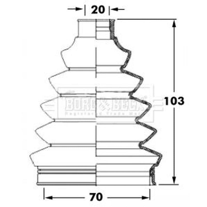 Borg & Beck Drive Shaft Bellow Kit Front Left Thermoplast BCB6047