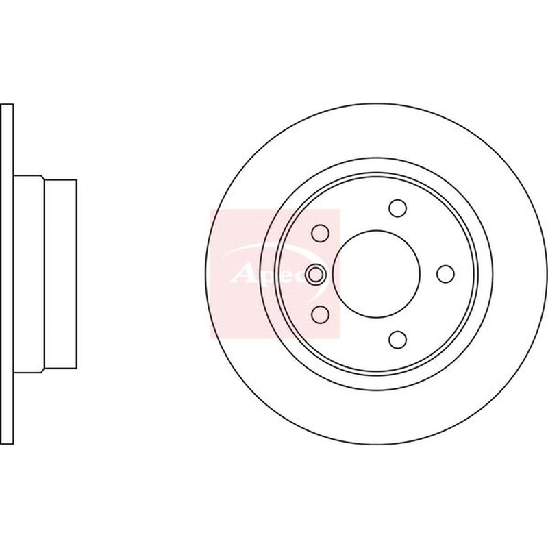 Apec 2 x Solid Rear Brake Discs DSK2295