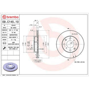 Brembo 2 x Internally Vented Front Brake Discs 09.C145.10