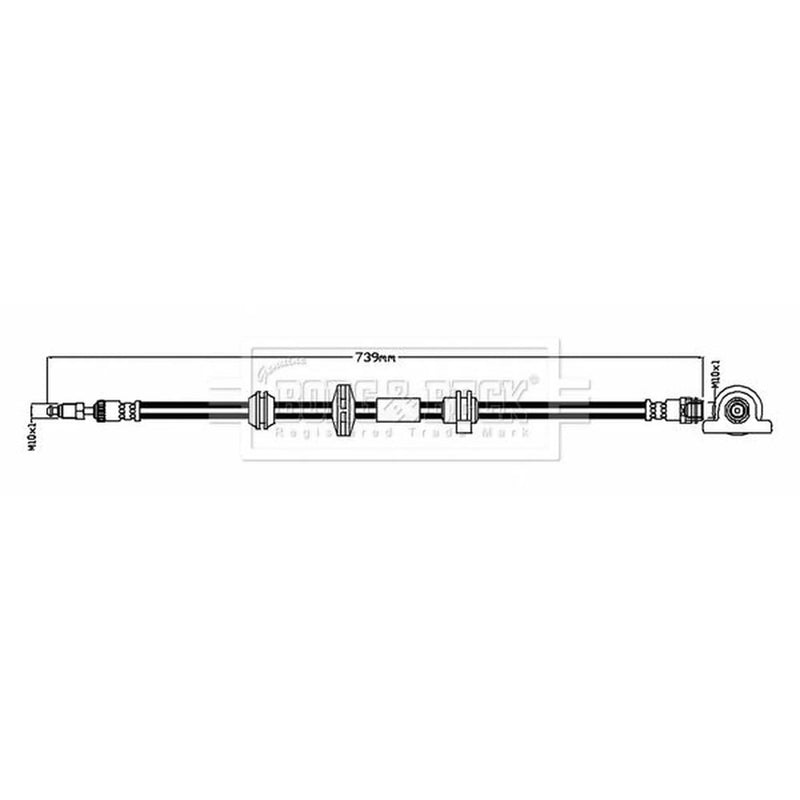 Borg & Beck Brake Hydraulic Hose Line Front Left BBH8894