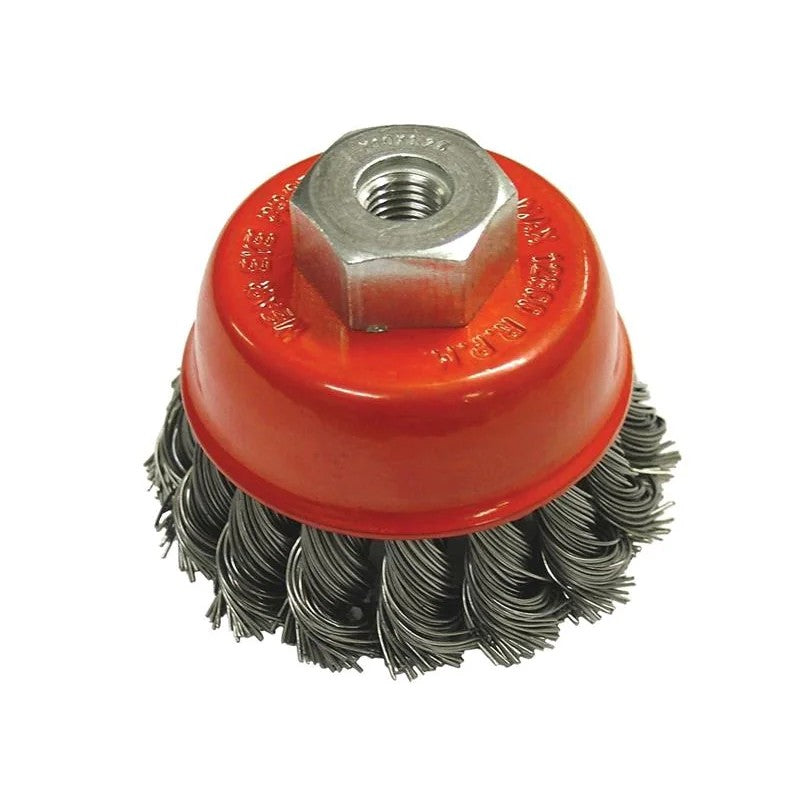 Faithfull Wire Cup Brush Twist Knot 65mm M10x1.25, 0.50mm Steel Wire