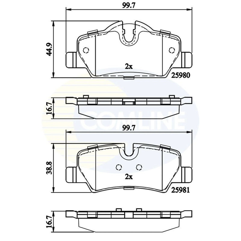 Comline 4 x Rear Brake Pad Set CBP02262