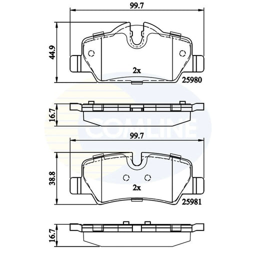 Comline 4 x Rear Brake Pad Set CBP02262