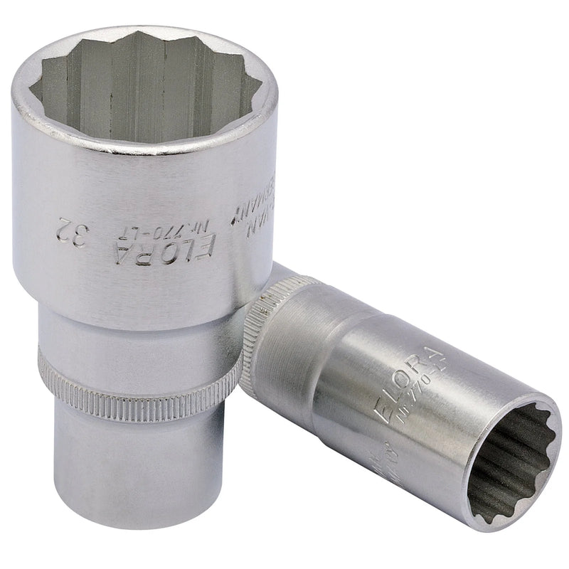 Elora Deep Bi-Hexagon Socket 1/2" Sq. Dr. - Multiple Lengths Available