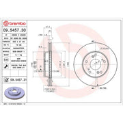 Brembo 2 x Internally Vented Front Brake Discs 09.5457.31