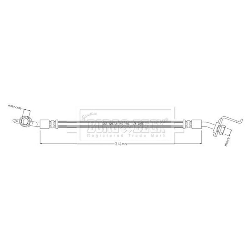 Borg & Beck Brake Hydraulic Hose Line Rear Right BBH8903