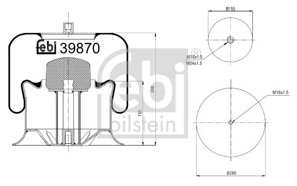 Febi Air Suspension Bellow 155mm Rear