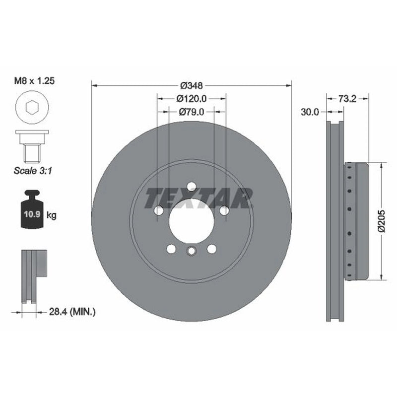 Textar 2 x Two-Piece Front Brake Disc Brake Discs 92266825