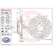 Brembo 2 x Perforated/Vented Rear Brake Discs 09.C883.11