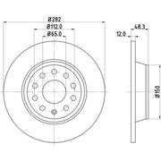 DON 2 x Solid Rear Brake Discs PCD10082