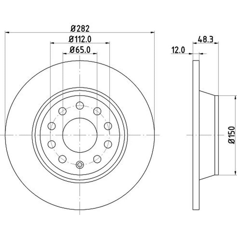 DON 2 x Solid Rear Brake Discs PCD10082