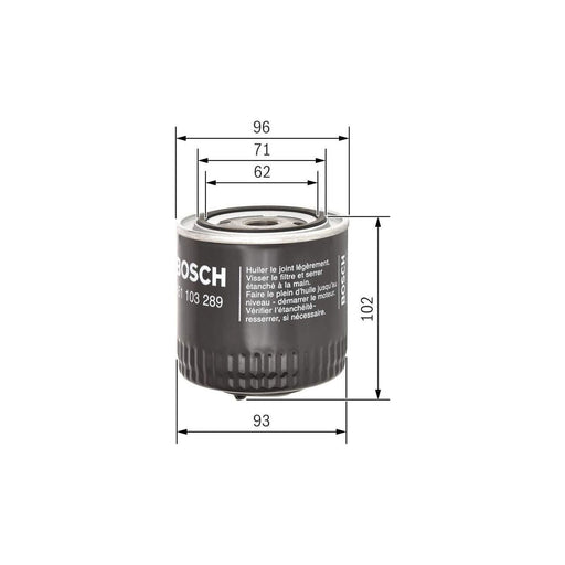 Genuine Bosch Car Oil Filter P3289 Fits Vw Caddy Pick-Up - 1.9 - 96-00 045110328 Bosch  - Town Parts