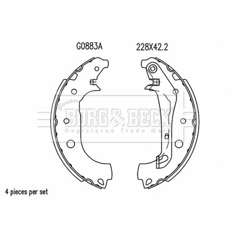 Borg & Beck Brake Shoe Set Axle Kit BBS6515