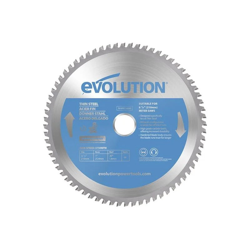 Evolution Thin Steel Cutting Mitre Saw Blade 210 x 25.4mm x 68T - T210TCT-68MS