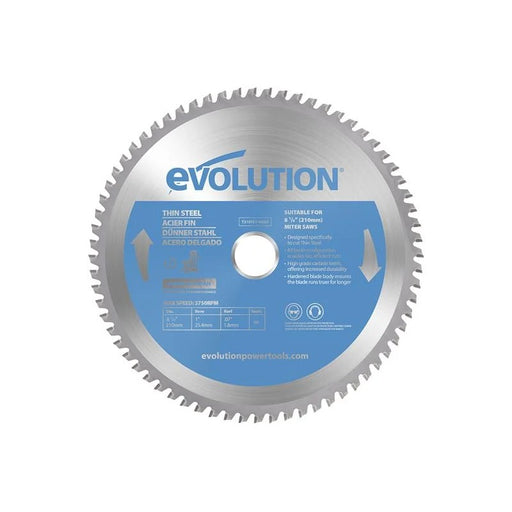 Evolution Thin Steel Cutting Mitre Saw Blade 210 x 25.4mm x 68T - T210TCT-68MS