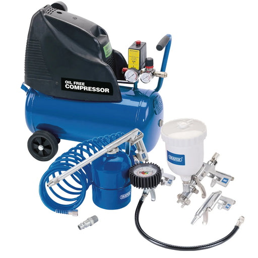Draper Air Compressor 24L 1.1kW Oil Free with Tool Kit