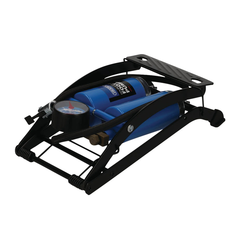 Draper Double Cylinder Foot Pump with Pressure Gauge 1.69kg