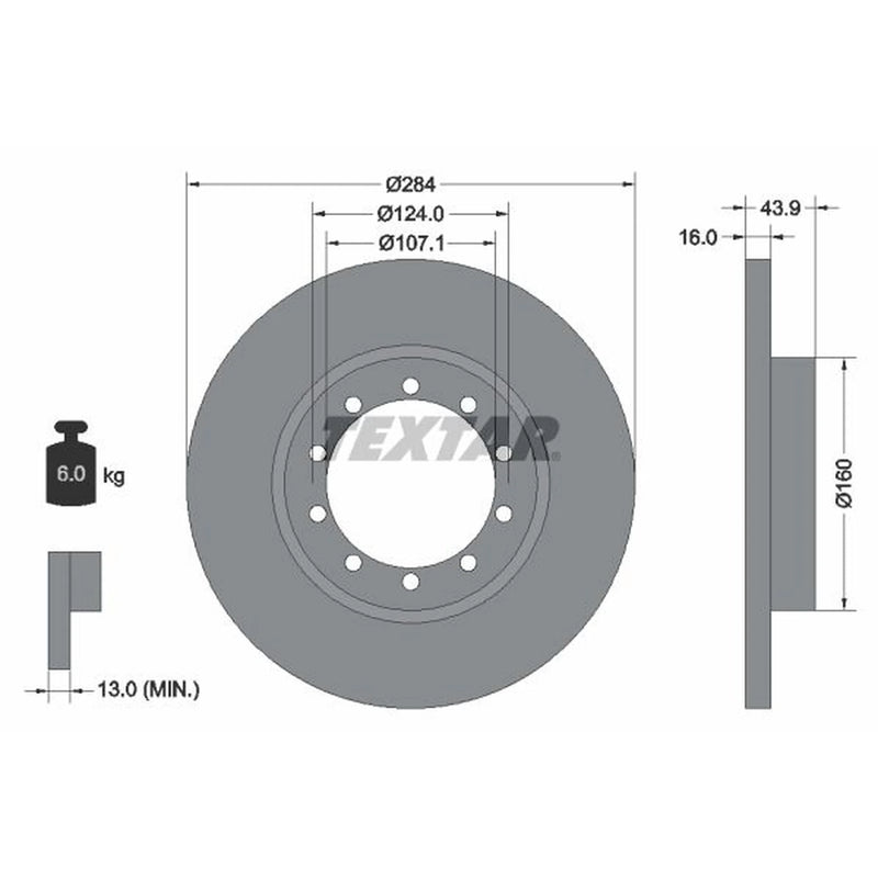 Textar 2 x Solid Rear Brake Discs 93242500