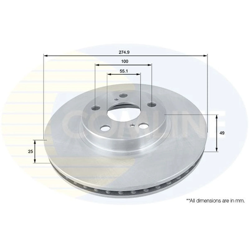 Comline 2 x Internally Vented Front Brake Discs ADC01113V