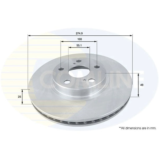 Comline 2 x Internally Vented Front Brake Discs ADC01113V
