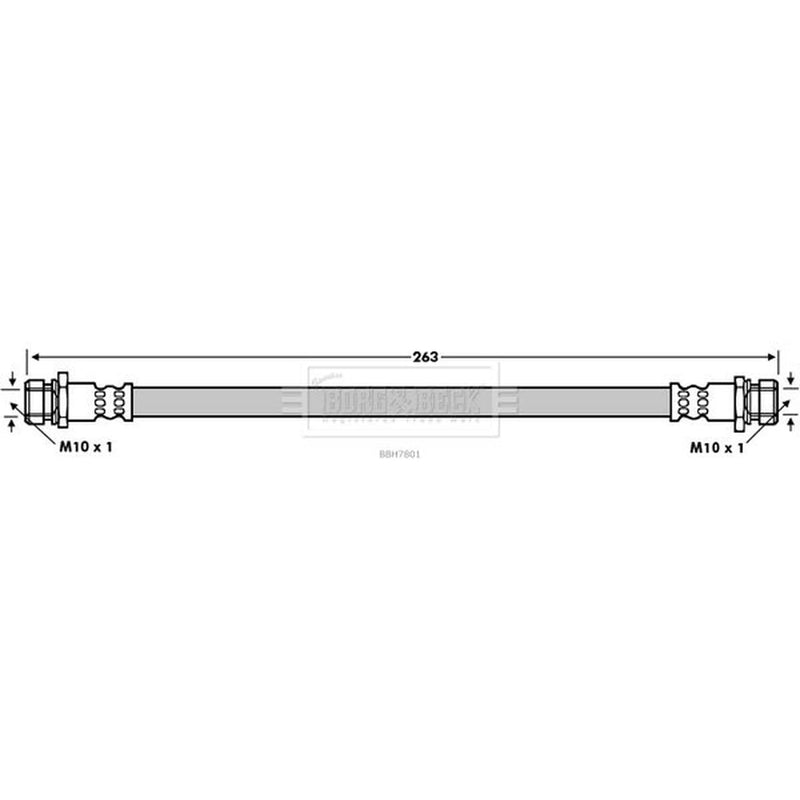 Borg & Beck Brake Hydraulic Hose Line Rear Left BBH7801