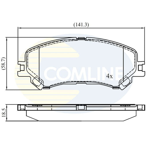 Comline 4 x Front Brake Pad Set CBP02423