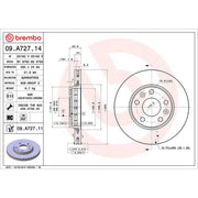 Brembo 2 x Internally Vented Front Brake Discs 09.A727.11