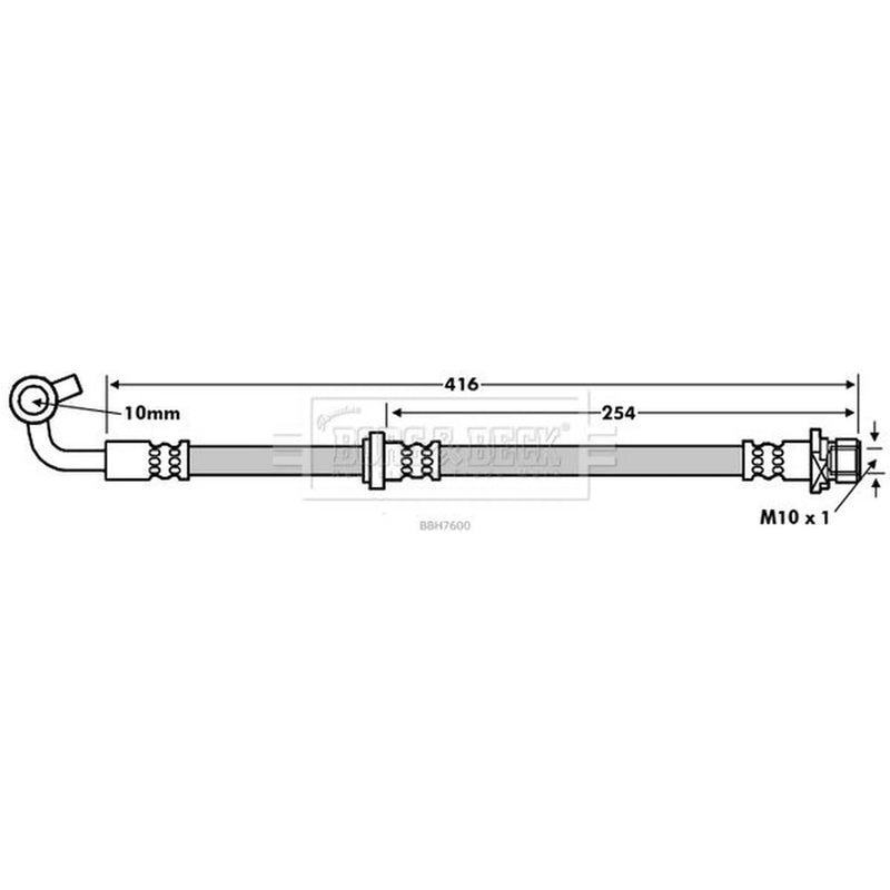Borg & Beck Brake Hydraulic Hose Line Front Left BBH7600