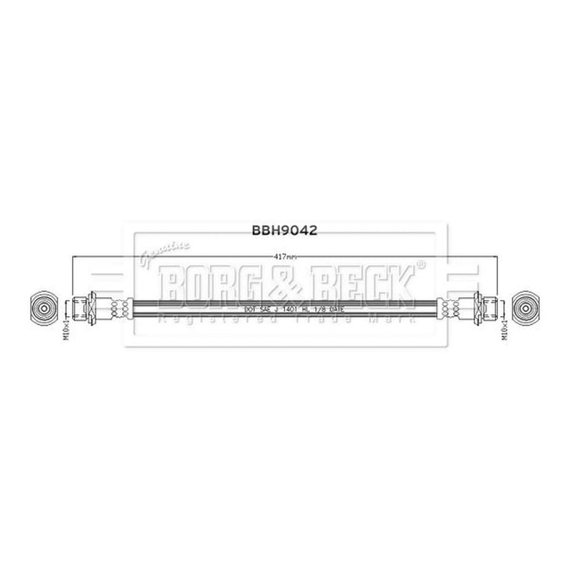 Borg & Beck Brake Hydraulic Hose Line Rear Right BBH9042