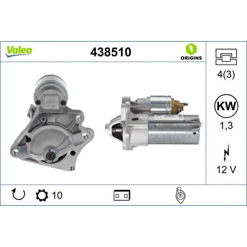 Valeo Starter Motor 12V 1.3kW 10 Teeth 438510